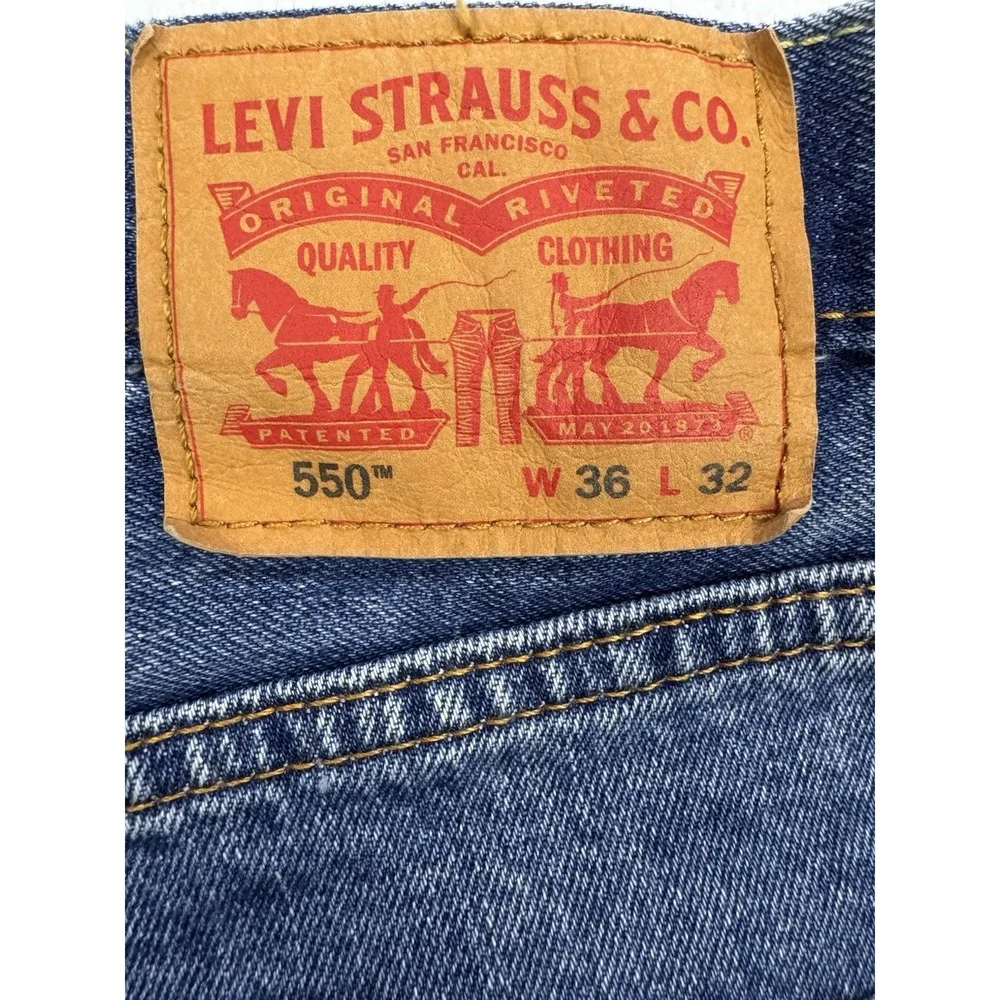 Levis 550 Jeans Men 36x32 Blue‎ Relaxed Fit Straight Tapered Perfect Fade Denim
